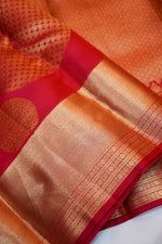 Cherry Red Geometric Katan Silk Kanjivaram