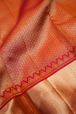 Cherry Red Geometric Katan Silk Kanjivaram