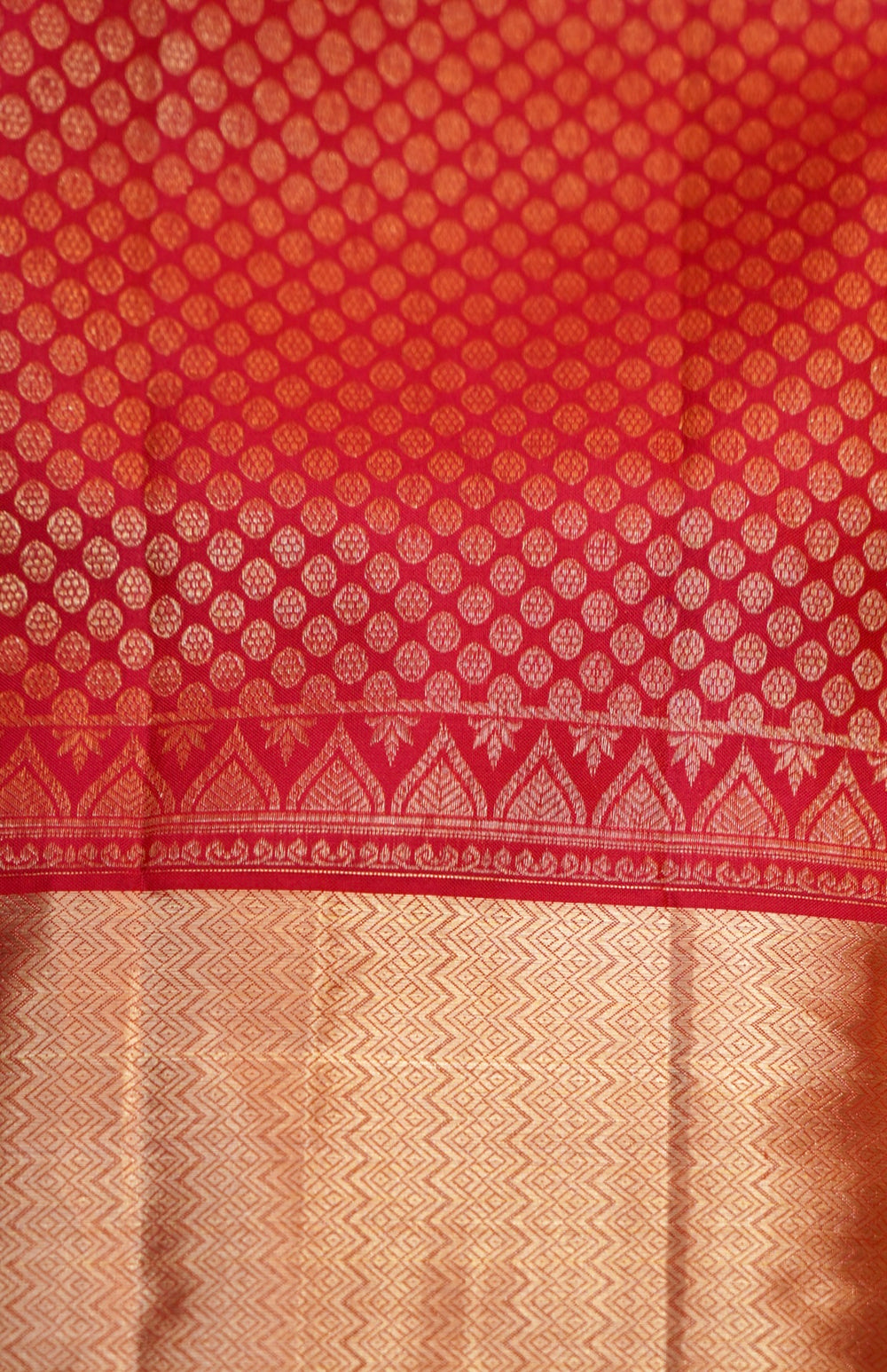 Cherry Red Geometric Katan Silk Kanjivaram