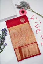 Crimson Red Motif Katan Silk Kanjivaram