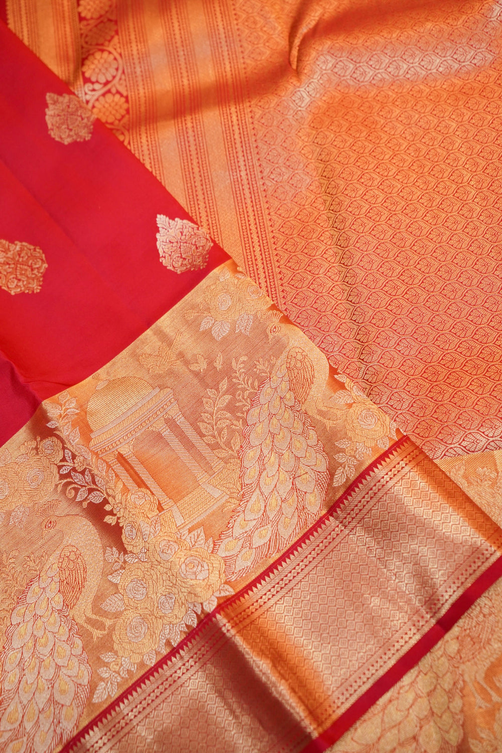 Crimson Red Motif Katan Silk Kanjivaram