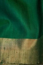 Pine Green Ikat Print Tussar Silk Handwoven Banarasi Saree