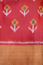 Pine Green Ikat Print Tussar Silk Handwoven Banarasi Saree