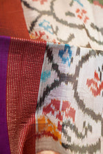 Boysenberry Purple Ikat Print Tussar Silk Handwoven Banarasi Saree