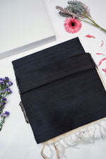 Midnight Black Stripe Tussar Silk Handwoven Banarasi Saree