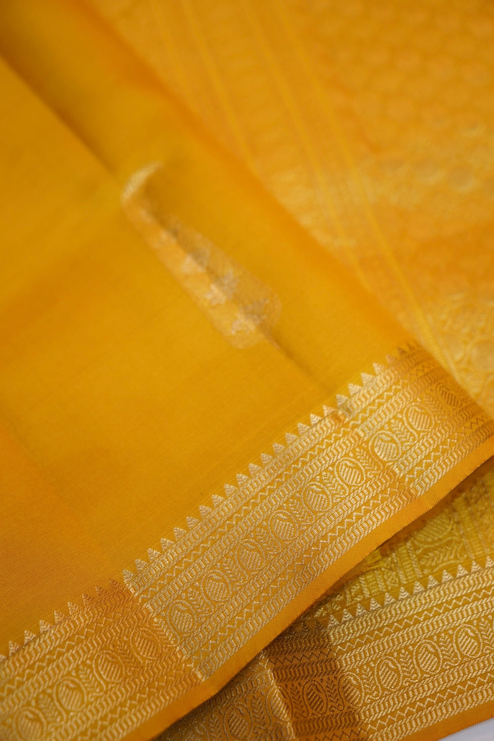 Gold Yellow Motif Katan Silk Handwoven Banarasi Saree