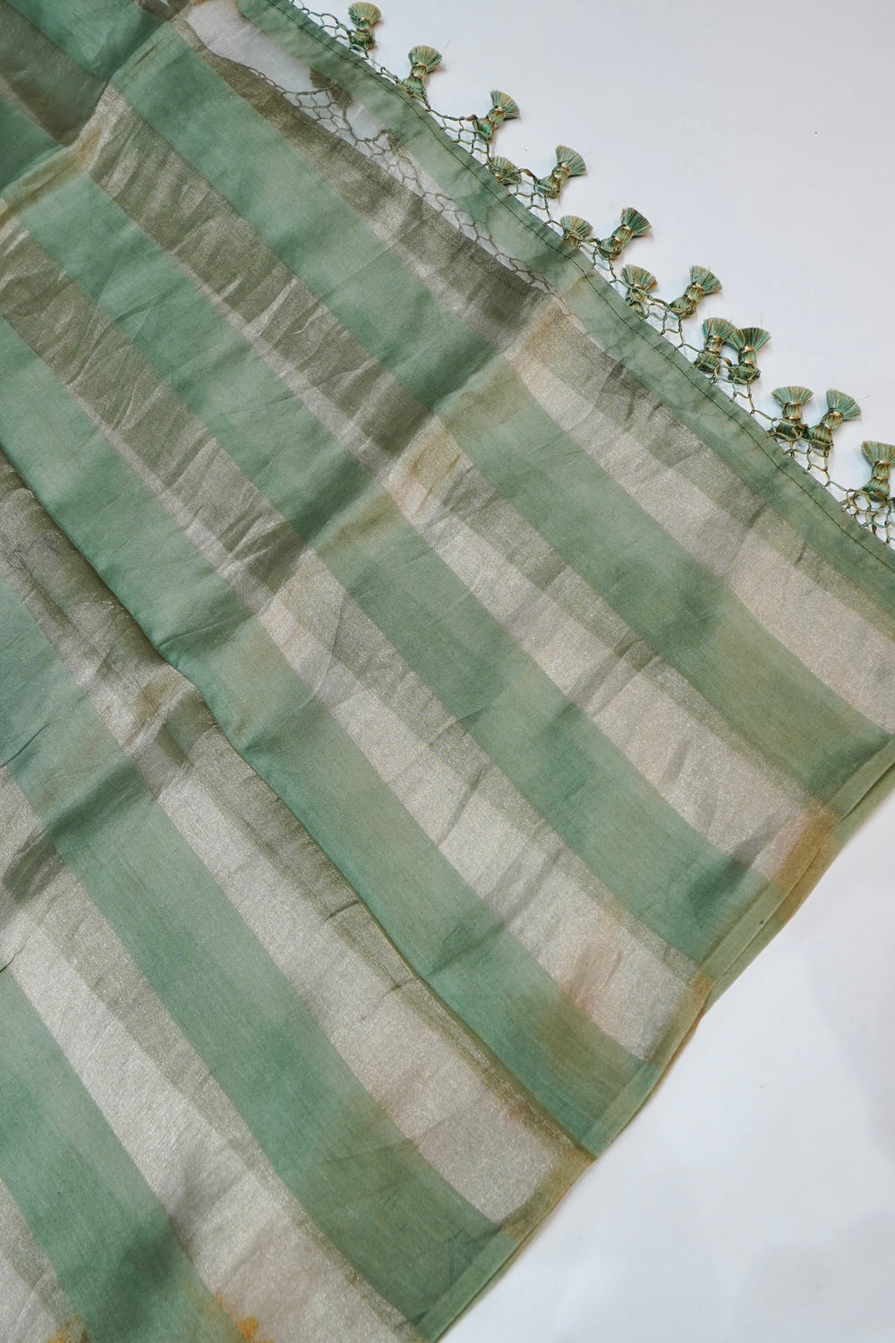 Pistachio Green Brocade Cotton Tissue Handwoven Banarasi Suit