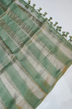 Pistachio Green Brocade Cotton Tissue Handwoven Banarasi Suit