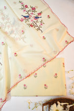 Cream White Mul Chanderi Handwoven Banarasi Suit