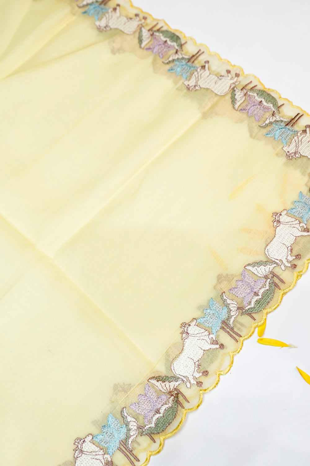 Butter Yellow Resham Embroidery Cotton Handwoven Banarasi Suit