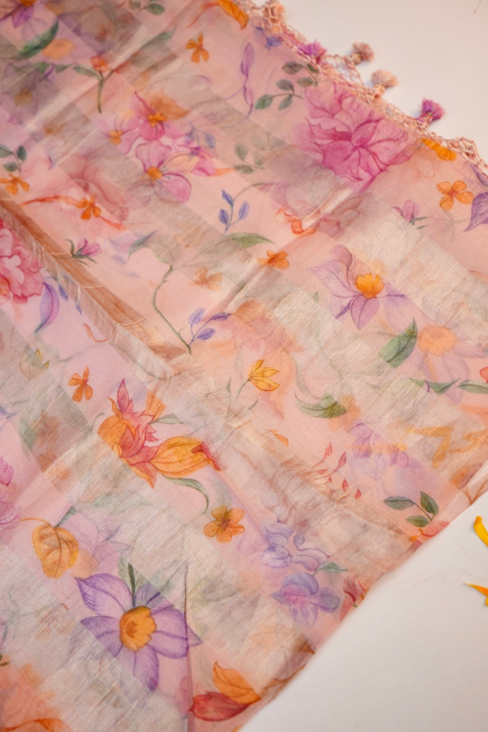 Rose Pink Booti Mul Chanderi  Handwoven Banarasi Suit