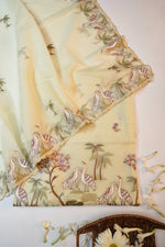 Ivory White Mul Chanderi Handwoven Banarasi Suit