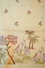 Ivory White Mul Chanderi Handwoven Banarasi Suit
