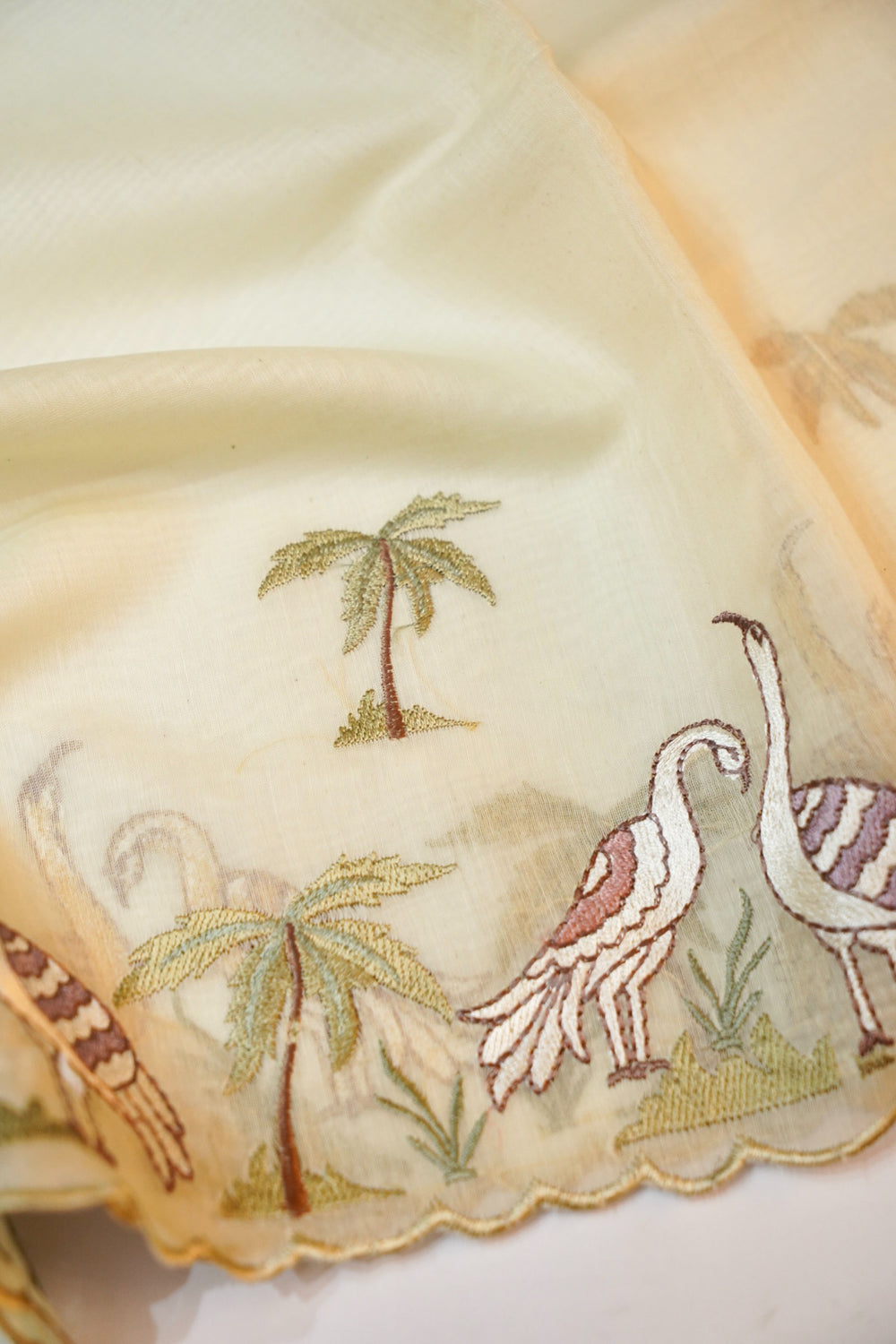 Ivory White Mul Chanderi Handwoven Banarasi Suit