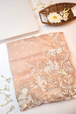 Peach Pink Tissue Silk Designer Saree