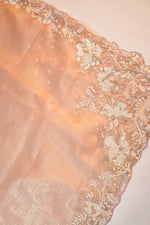Peach Pink Tissue Silk Designer Saree