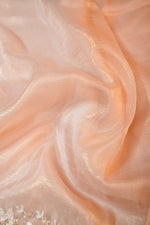 Peach Pink Tissue Silk Designer Saree