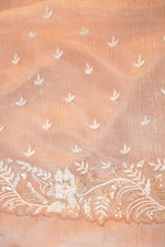 Peach Pink Tissue Silk Designer Saree