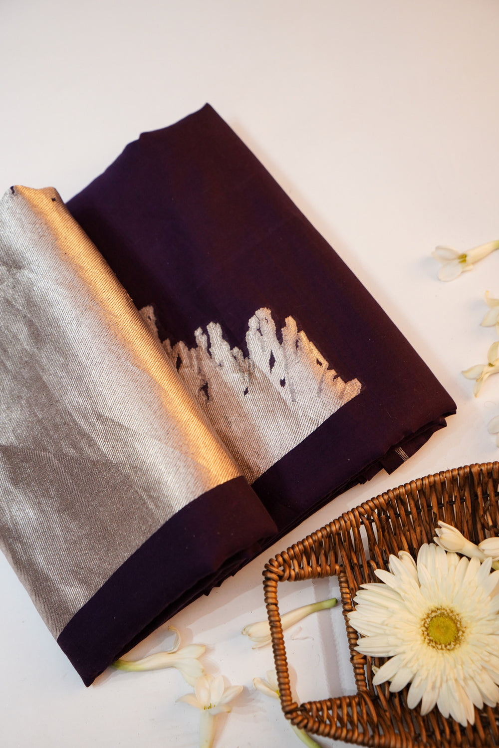 Eggplant Purple Katan Silk Handwoven Banarasi Suit