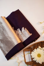 Eggplant Purple Katan Silk Handwoven Banarasi Suit