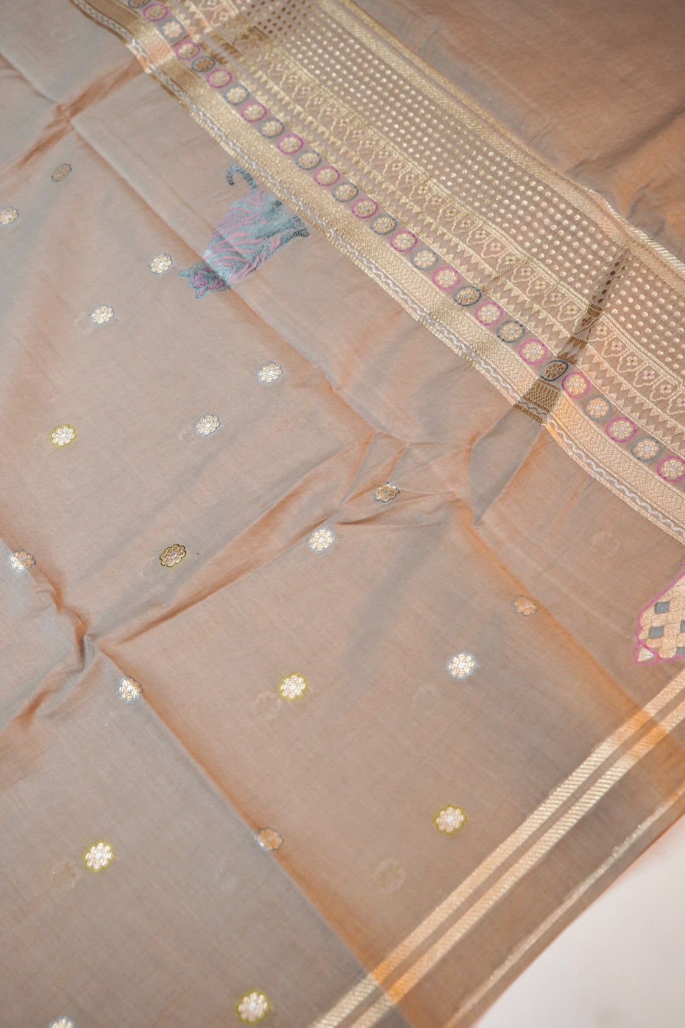 Sepia Tan Katan Silk Handwoven Banarasi Suit