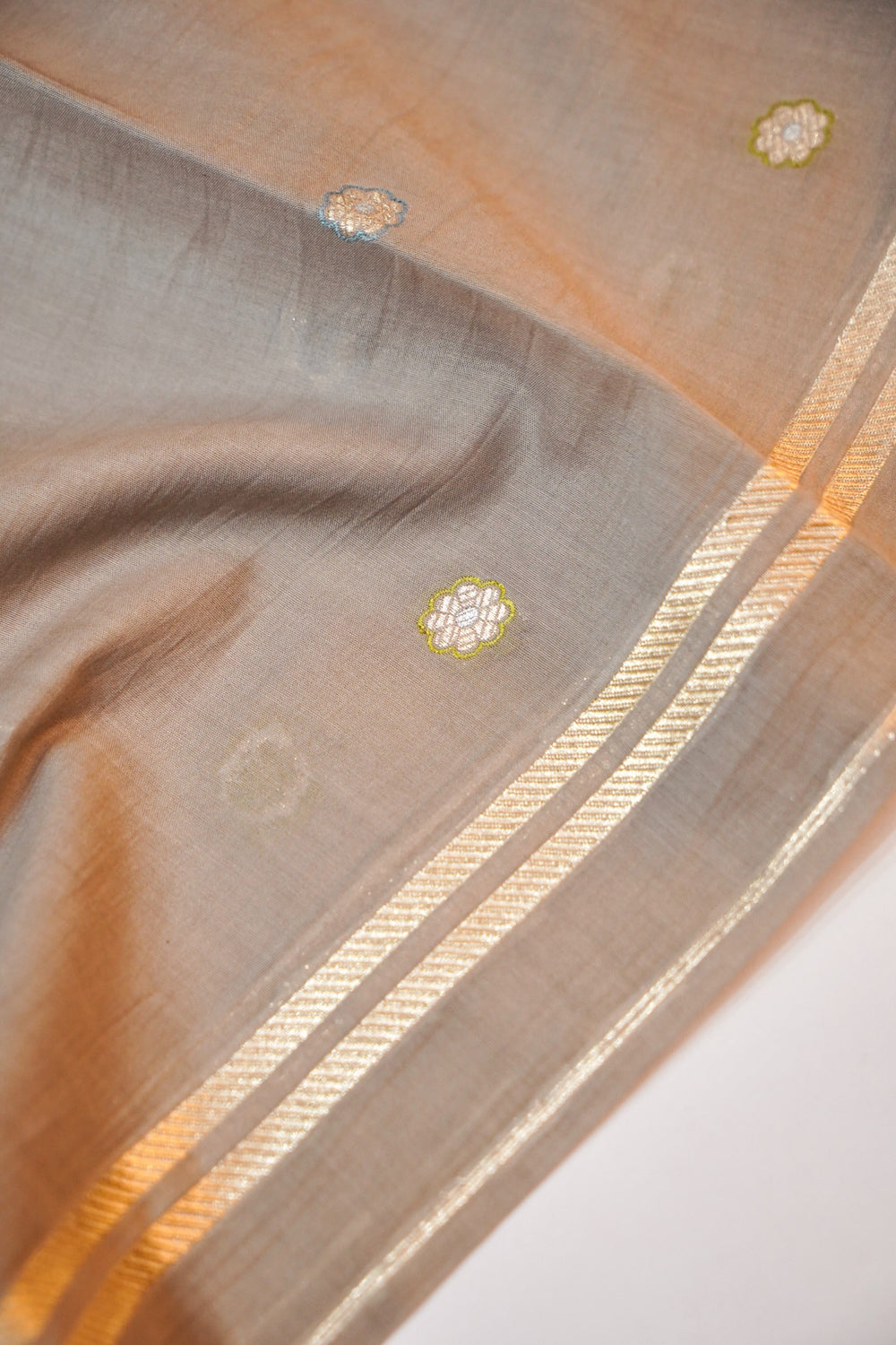Sepia Tan Katan Silk Handwoven Banarasi Suit