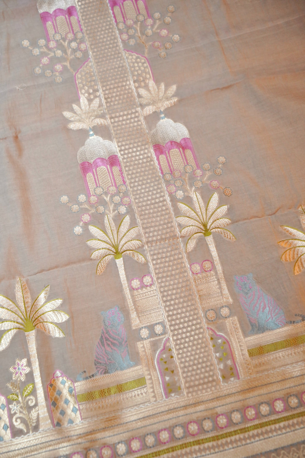 Sepia Tan Katan Silk Handwoven Banarasi Suit
