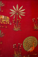 Cherry Red Silk By Cotton Blended Suit