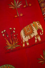 Cherry Red Silk By Cotton Blended Suit