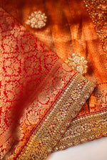 Candy Red Brocade Katan Silk Handwoven Banarasi Saree