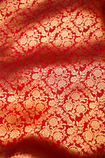 Candy Red Brocade Katan Silk Handwoven Banarasi Saree