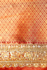 Candy Red Brocade Katan Silk Handwoven Banarasi Saree