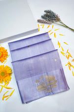 Heather Purple Motif Soft Silk  Handwoven Banarasi Saree