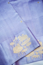 Heather Purple Motif Soft Silk  Handwoven Banarasi Saree