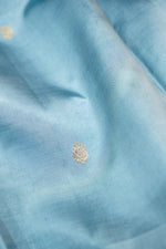 Stone Blue Motif Soft Silk  Handwoven Banarasi Saree