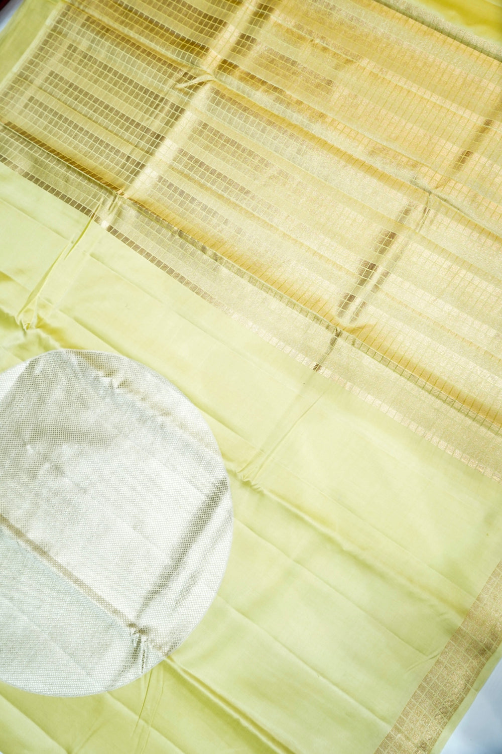 Lime Green Sona Roopa Mashru Silk  Handwoven Banarasi Saree