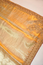 linen White  Brocade Tissue Silk  Handwoven Banarasi Saree