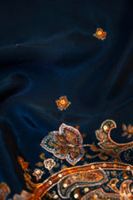 Peacock Blue Booti Crepe  Handwoven Banarasi Saree