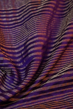 Violet Purple Stripe Moonga Silk  Handwoven Banarasi Saree
