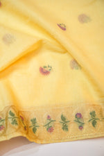 Macaroon Tan Booti Mul Chanderi Handwoven Banarasi Suit