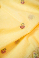 Macaroon Tan Booti Mul Chanderi Handwoven Banarasi Suit