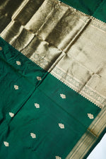 Pine Green Motif Katan Silk Handwoven Banarasi Saree