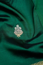 Pine Green Motif Katan Silk Handwoven Banarasi Saree