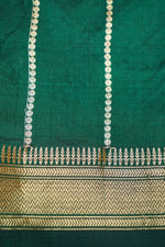 Pine Green Motif Katan Silk Handwoven Banarasi Saree