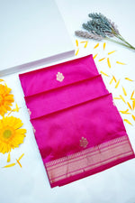 Magenta Pink Motif Katan Silk Handwoven Banarasi Saree