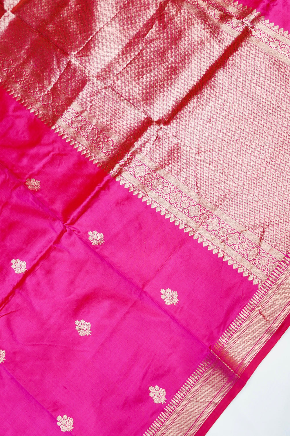 Magenta Pink Motif Katan Silk Handwoven Banarasi Saree