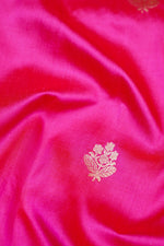 Magenta Pink Motif Katan Silk Handwoven Banarasi Saree
