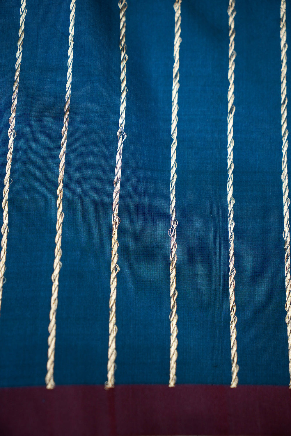 Peacock Blue Motif Katan Silk Handwoven Banarasi Saree