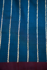 Peacock Blue Motif Katan Silk Handwoven Banarasi Saree