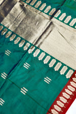Pine Green Motif Katan Silk Handwoven Banarasi Saree